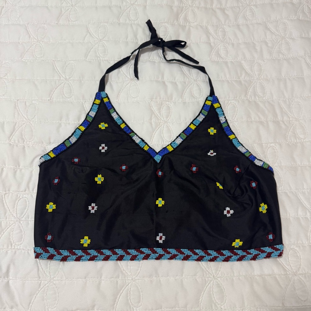 Tempesta Gruppo Americano Black Beaded Halter Top
